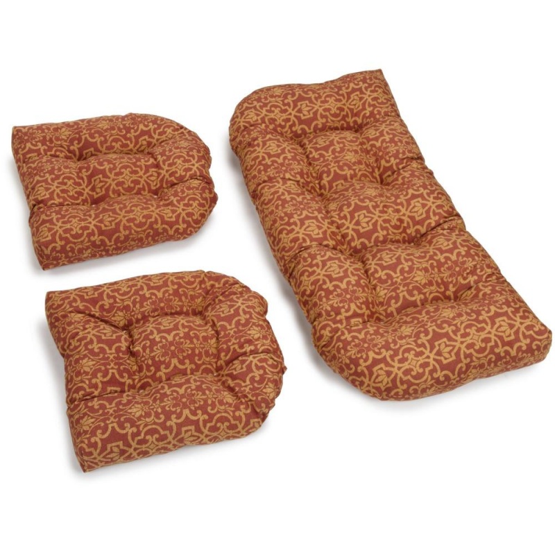 U-Shaped Spun Polyester Tufted Settee Cushion Set (Set Of 3)