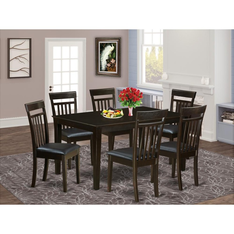 7 Pc Dining Room Dining Table And 6 Dining Chairs