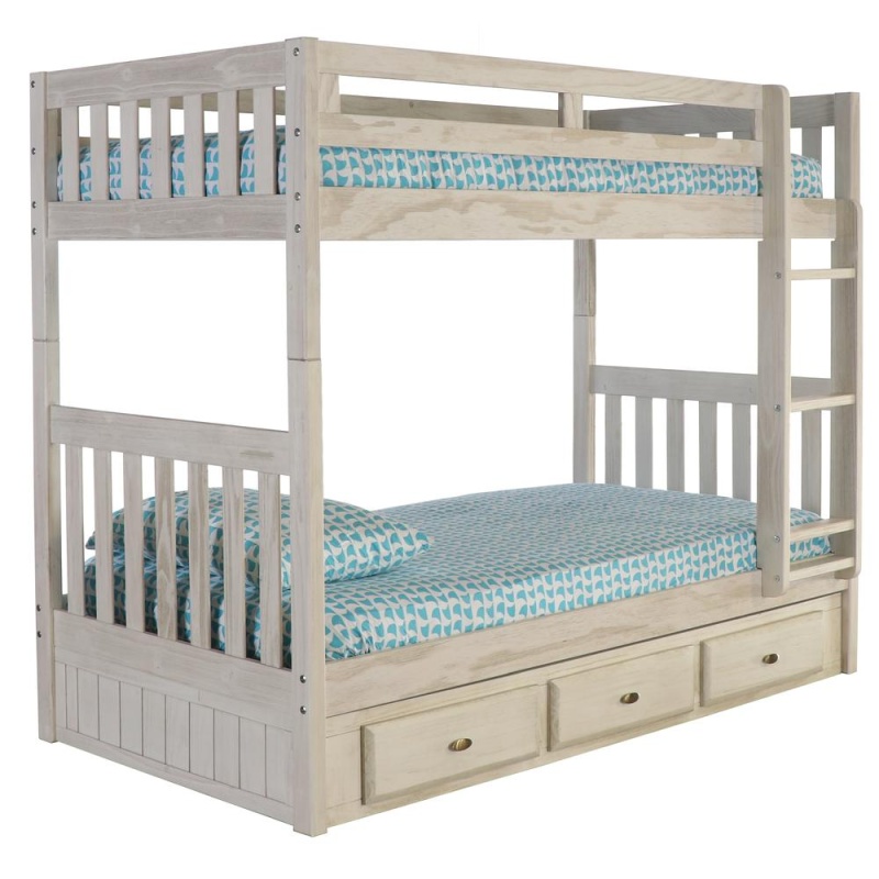 Os Home And Office Furniture Model Solid Pine Twin/Twin Bunk Bed With Three Drawers In Light Ash