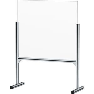 Lorell Adjustable Glass Protective Barrier - 30" Width X 41" Height - 1 Each - Clear - Tempered Glass, Aluminum