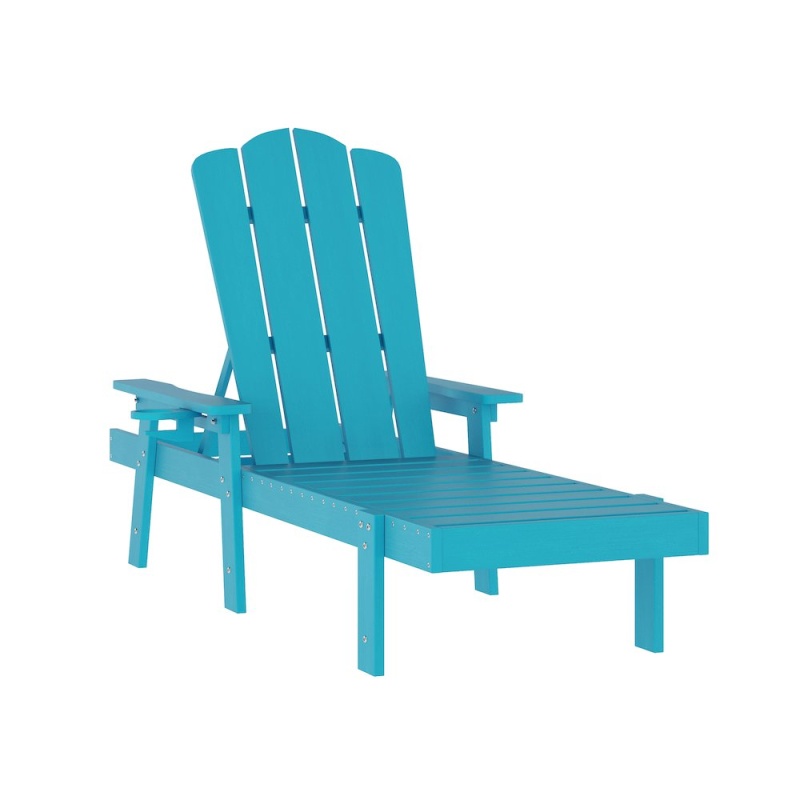 Commercial Adjustable Adirondack Lounger With Cupholder, Blue