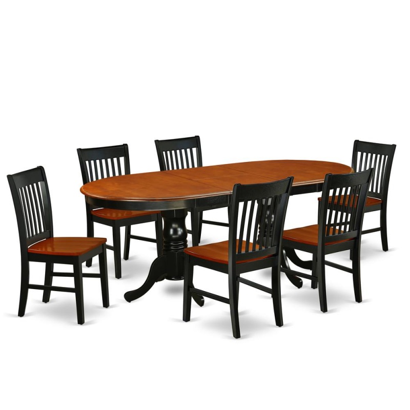 Dining Room Set Black & Cherry, Plno7-Bch-w