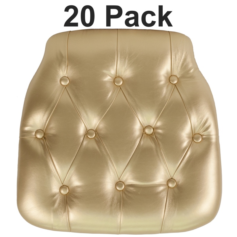 20 Pk. Hard Gold Tufted Vinyl Chiavari Chair Cushion