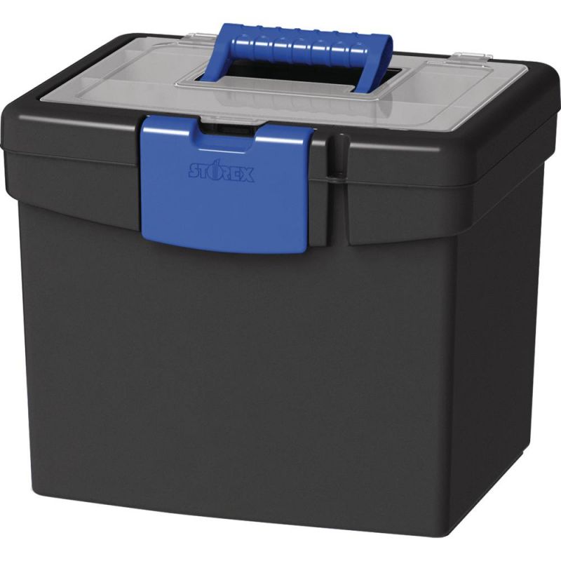 Storex File Storage Box With Xl Storage Lid - External Dimensions: 10.9" Length X 13.3" Width X 11" Height - 30 Lb - Media Size Supported: Letter 8.50" X 11" - Clamping Latch Closure - Plastic - Black
