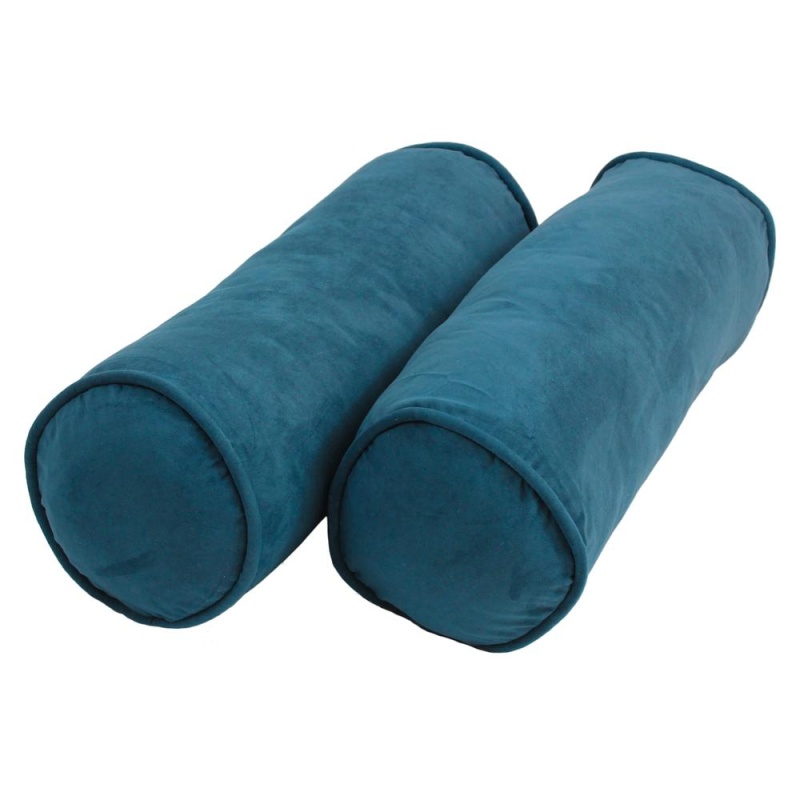20-Inch By 8-Inch Double-Corded Solid Microsuede Bolster Pillows With Inserts (Set Of 2) 9814-Cd-S2-Ms-Tl