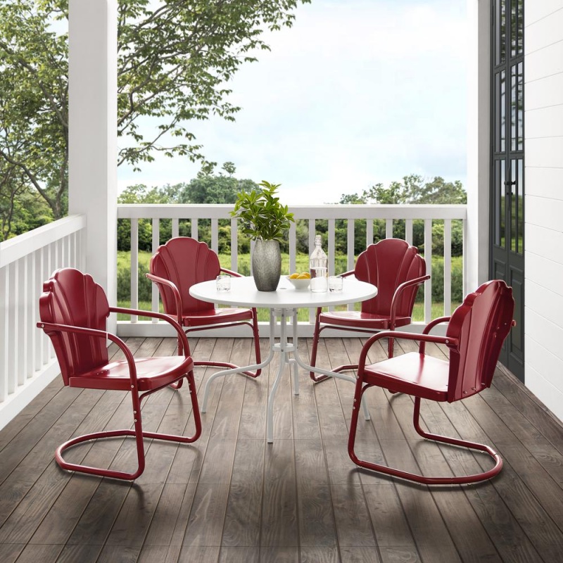 Tulip 5Pc Retro Outdoor Dining Set - Dining Table & 4 Chairs