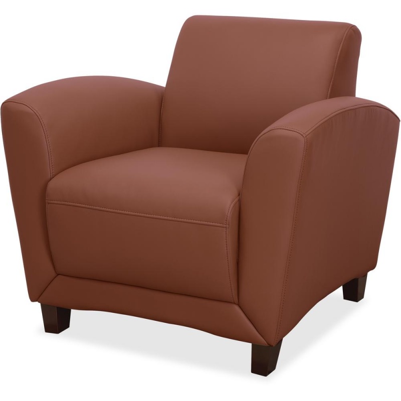 Lorell Accession Club Chair - Four-Legged Base - Tan - Bonded Leather - Armrest - 1 Each