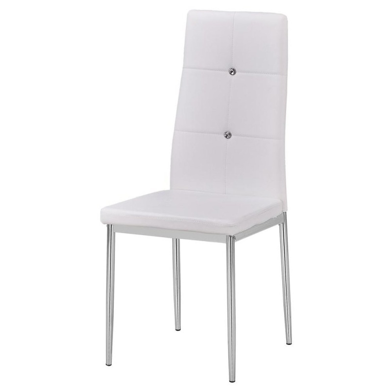 Trina Bi Cast Leather Dining Side Chair in White (Set of 2)
