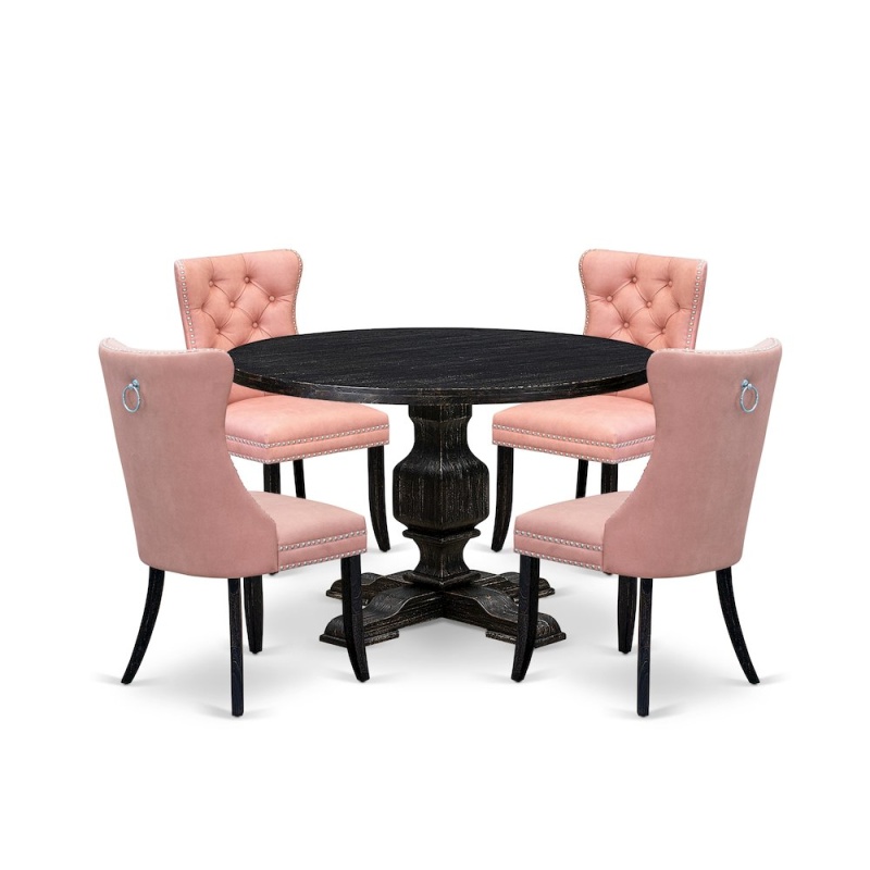 5 Piece Dining Set for 4 with 48" Round Table