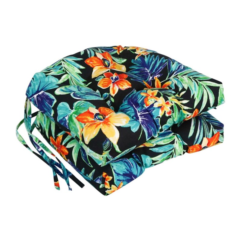 16-Inch Spun Polyester Patterned Outdoor U-Shaped Tufted Chair Cushion