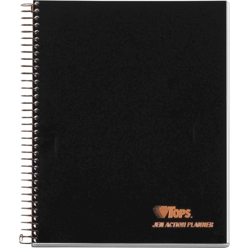 Tops Action Planner - Action - Julian Dates - 6 3/4" X 8 1/2" Sheet Size - Wire Bound - Chipboard - Black - Perforated - 1 Each