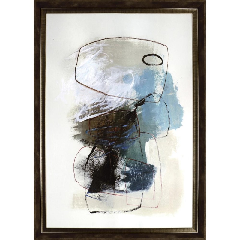 Lorell In The Middle Framed Abstract Art - 27.50" X 39.50" Frame Size - 1 Each - Aqua