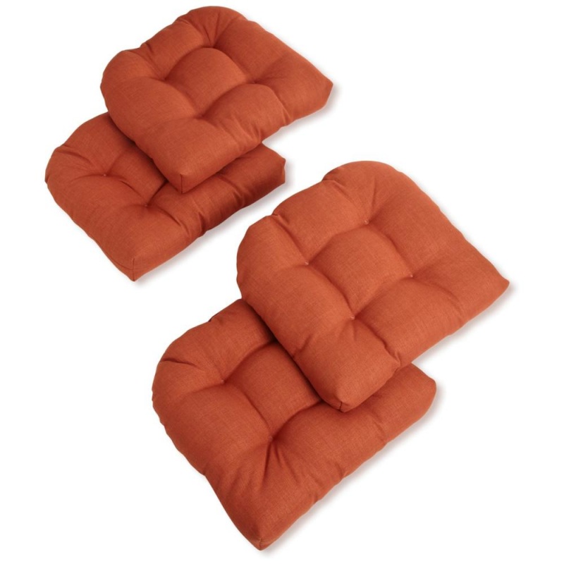 19-Inch U-Shaped Spun Polyester Outdoor Tufted Dining Chair Cushions (Set Of 4)