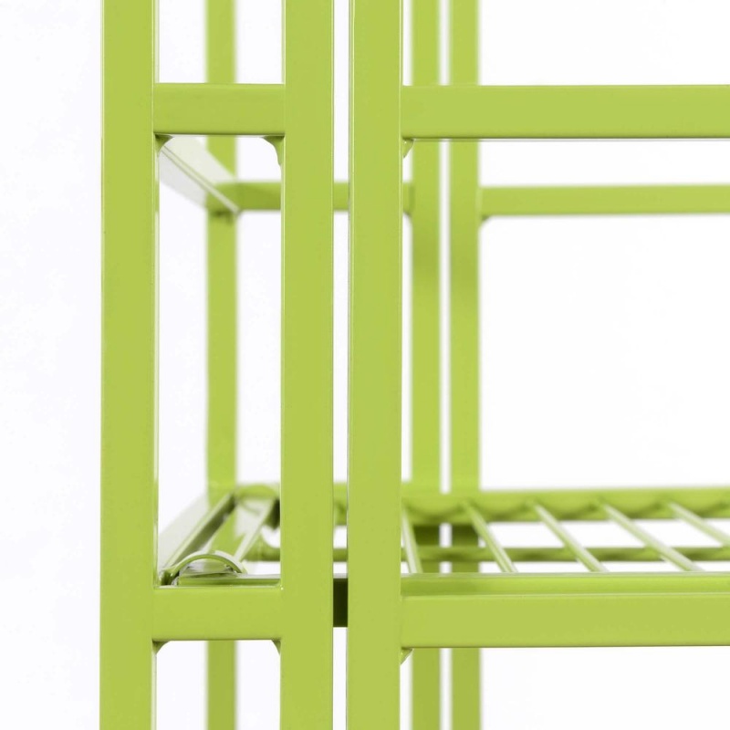 Xtra Storage 3 Tier Wide Folding Metal Shelf, Lime