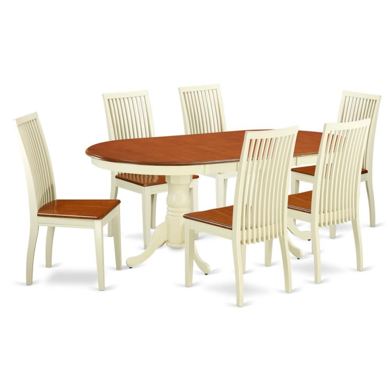 Dining Room Set Buttermilk & Cherry, Plip7-Bmk-w