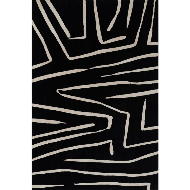 Contemporary Rectangle Area Rug, Black, 5'3" X 7'6"
