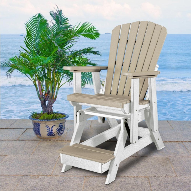 Os Home And Office Model 516Wwwt Fan Back Balcony Glider In Weatherwood With A White Base, Made In The Usa
