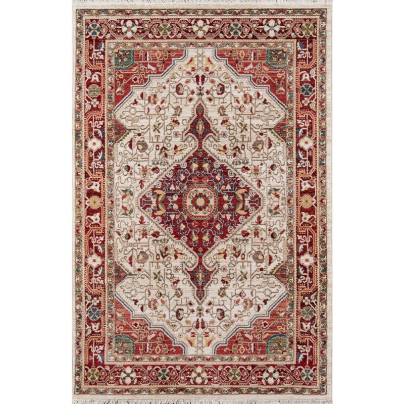 Traditional Rectangle Area Rug, Red, 7'6" X 9'6"