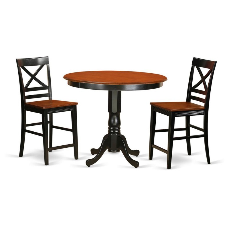 3 Pc Counter Height Pub Set-Pub Table And 2 Bar Stools With Backs
