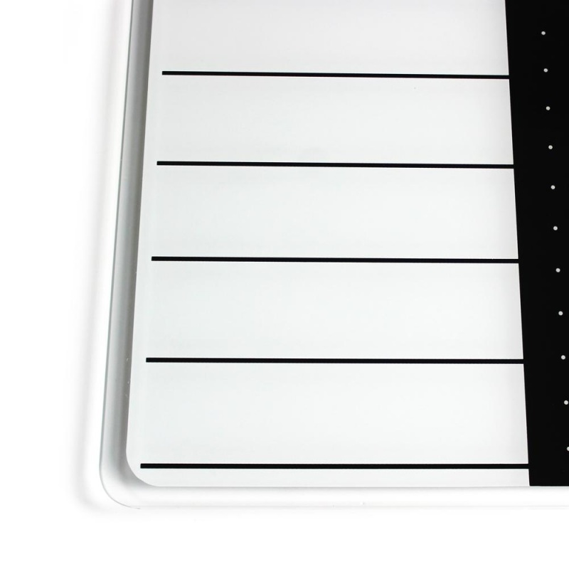 White & Black Plan & Grid Glass Dry Erase Board - 14" X 14"