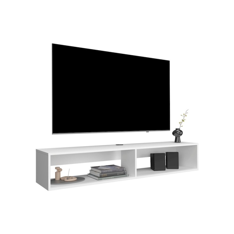 Lakes TV Stand With 2 Shelves, White
