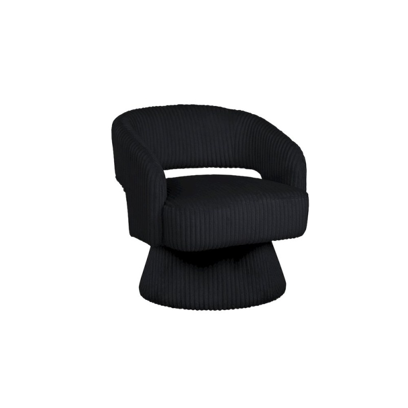 Black Velvet Swivel Accent Barrel Chair
