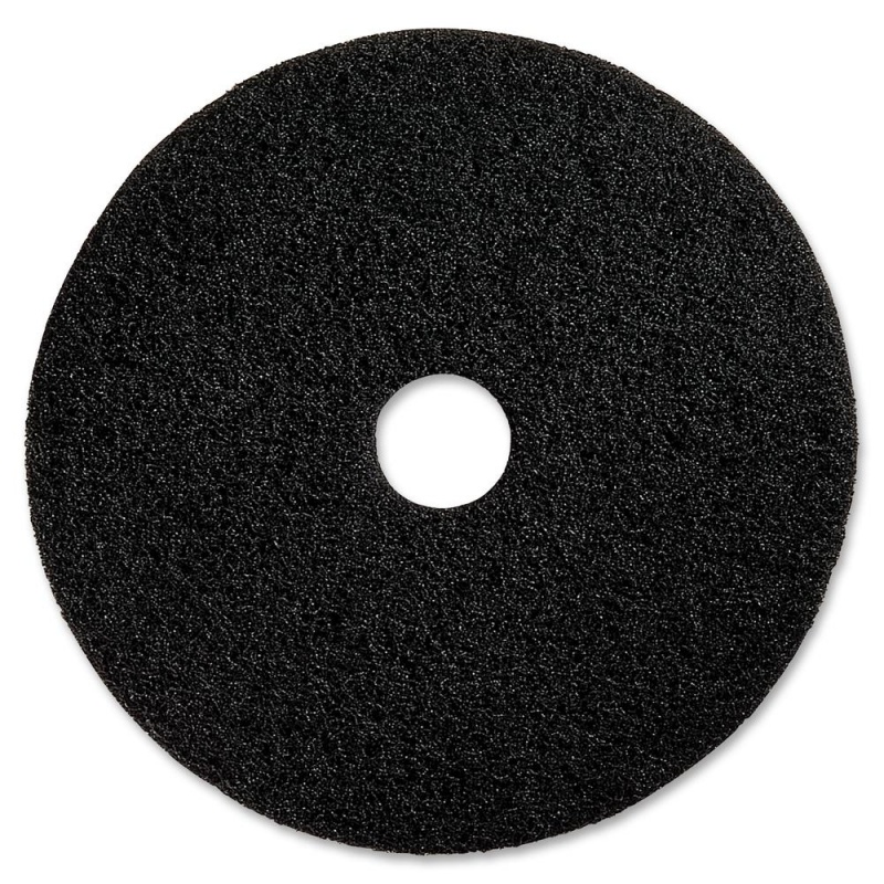 Genuine Joe Black Floor Stripping Pad - 13" Diameter - 5/Carton X 13" Diameter X 1" Thickness - Stripping - 175 Rpm To 350 Rpm Speed Supported - Resilient, Heavy Duty, Flexible, Long Lasting - Fiber -