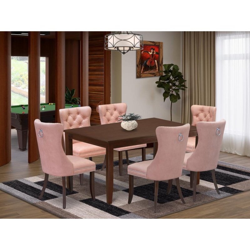 East West Furniture 7-Piece Dining Room Table Set