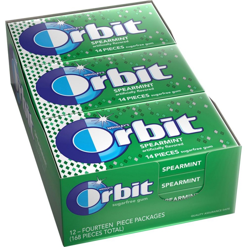 Orbit Spearmint Sugar-Free Gum - 12 Packs - Spearmint - Individually Wrapped - 12 / Box