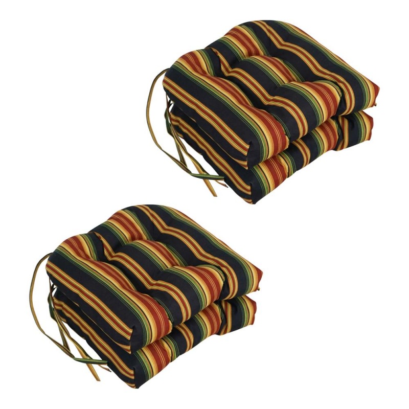 16-Inch Outdoor Spun Polyester U-Shaped Tufted Chair Cushions (Set Of 4)