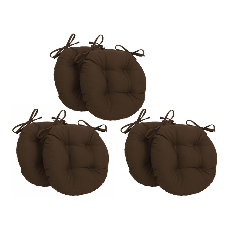 16-Inch Solid Twill Round Tufted Chair Cushions (Set Of 6) 916X16rd-T-6Ch-Tw-Ch