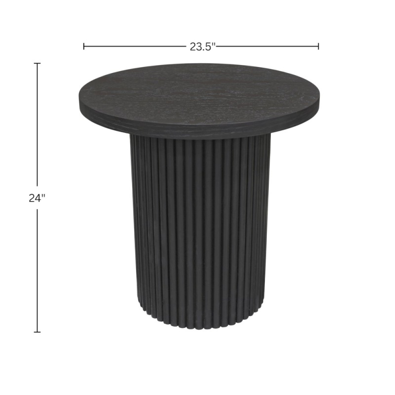 Reba Round End Table, Black