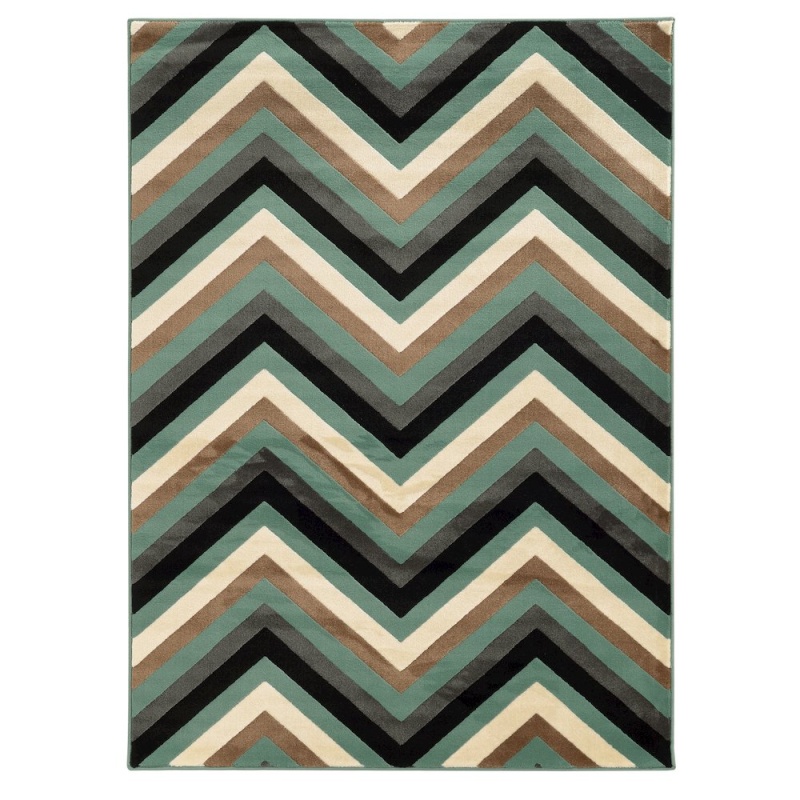 Roma Chevron Turquoise & Grey 5X7 Rug