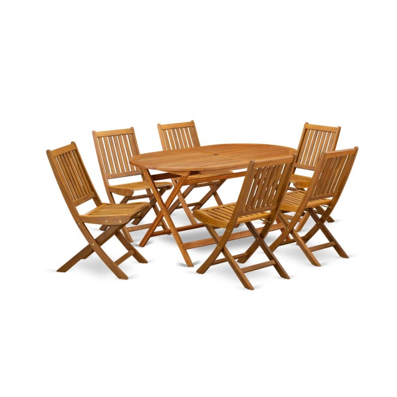 East West Furniture 7-Piece Outdoor Table Set