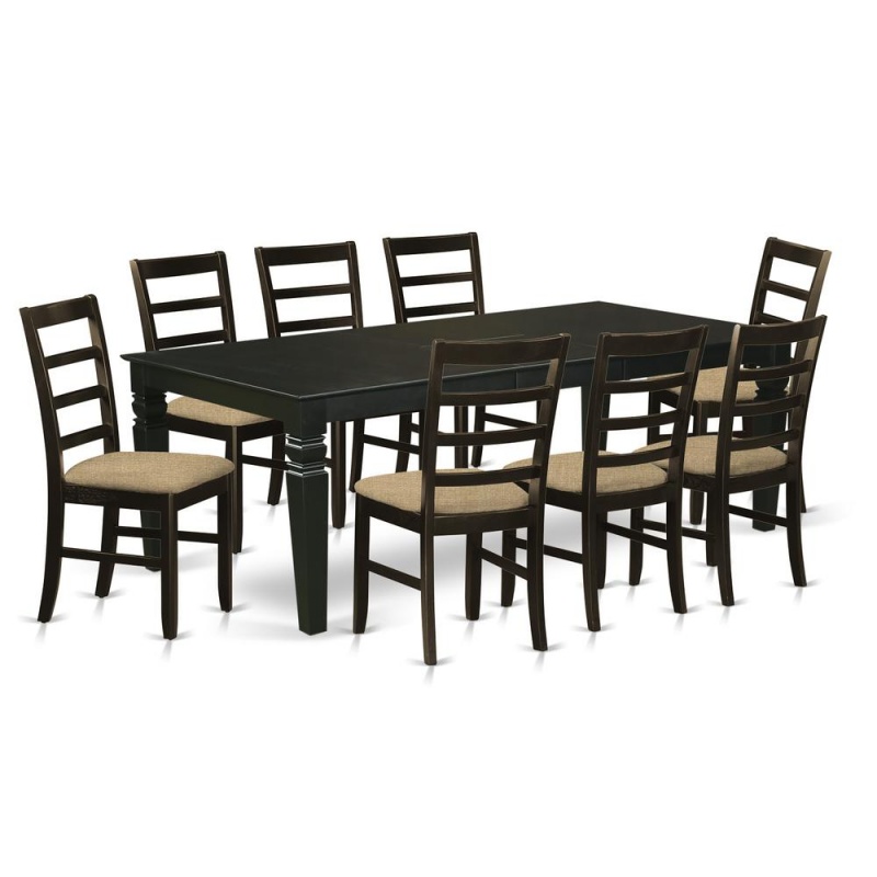 9 Pc Dining Room Set With A Kitchen Table And 8 Kitchen Chairs In Black
