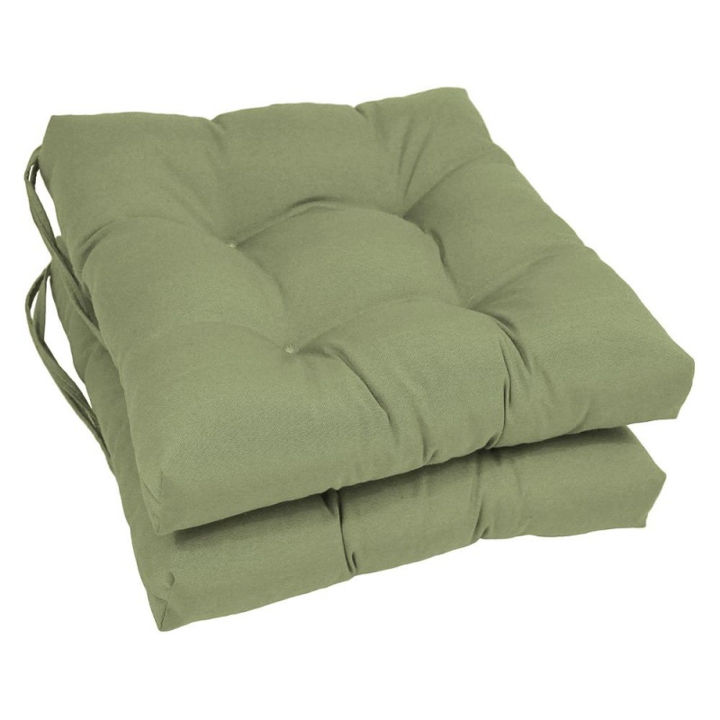 16-Inch Solid Twill Square Tufted Chair Cushions (Set Of 2)