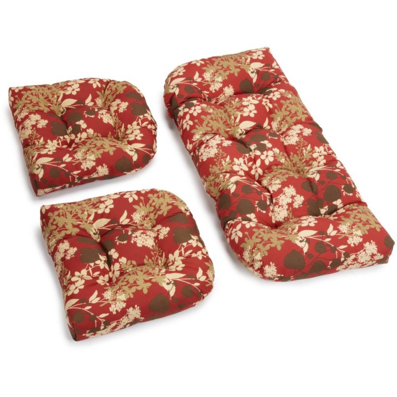 U-Shaped Spun Polyester Tufted Settee Cushion Set (Set Of 3)
