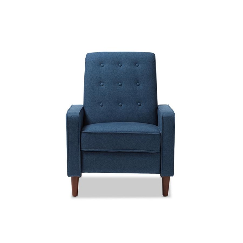 Mathias Mid-Century Modern Blue Fabric Upholstered Lounge Chair