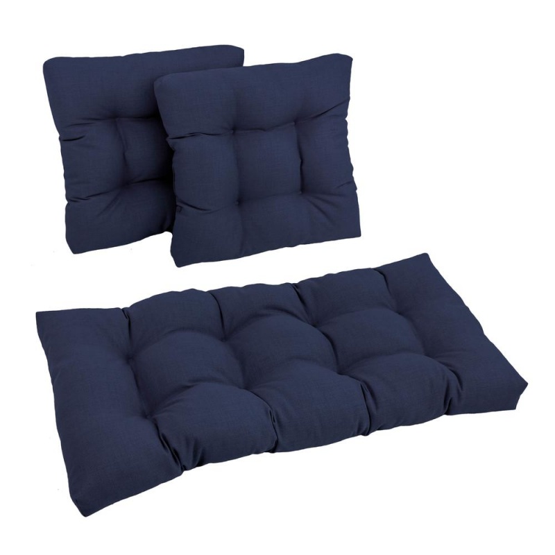 Square Spun Polyester Outdoor Tufted Settee Cushions (Set of 3)
