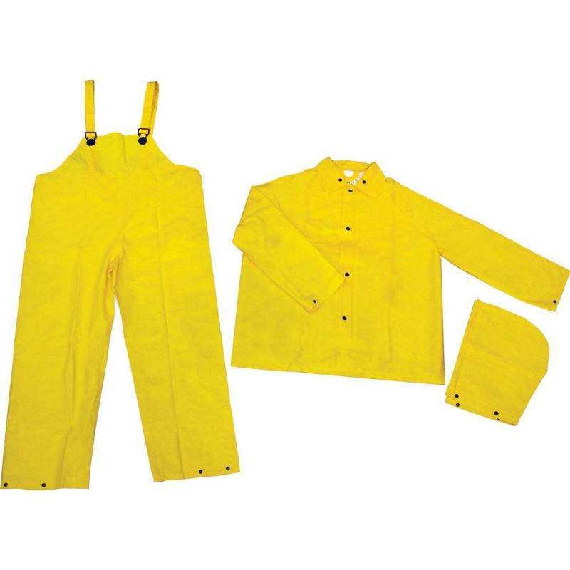 River City Three-Piece Rainsuit - Recommended For: Agriculture, Construction, Transportation, Sanitation, Carpentry, Landscaping - Extra Large Size - Water Protection - Snap Closure - Polyester, Polyv