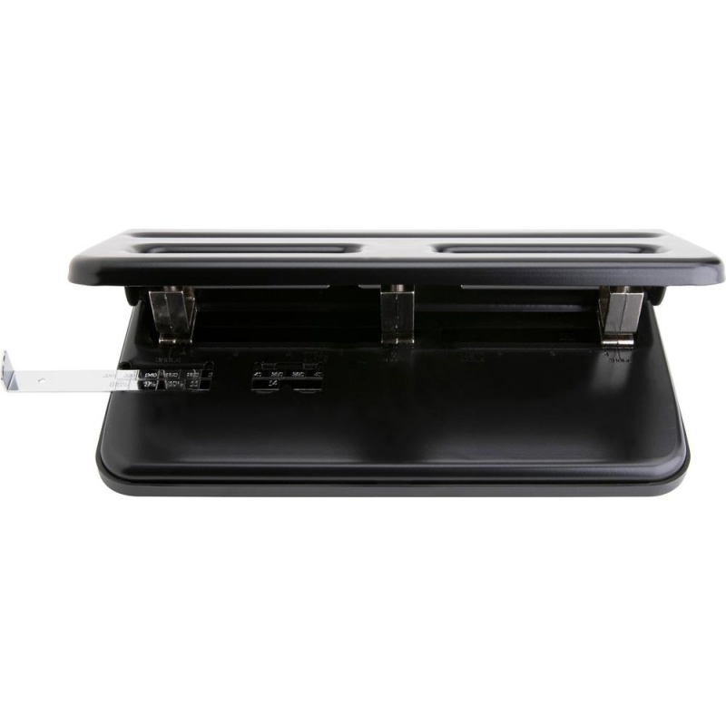 Business Source Heavy-Duty 3-Hole Punch - 3 Punch Head(S) - 30 Sheet Of 20Lb Paper - 9/32" Punch Size - Black