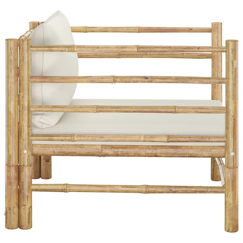 Vidaxl Garden Sofa With Cream White Cushions Bamboo 3148