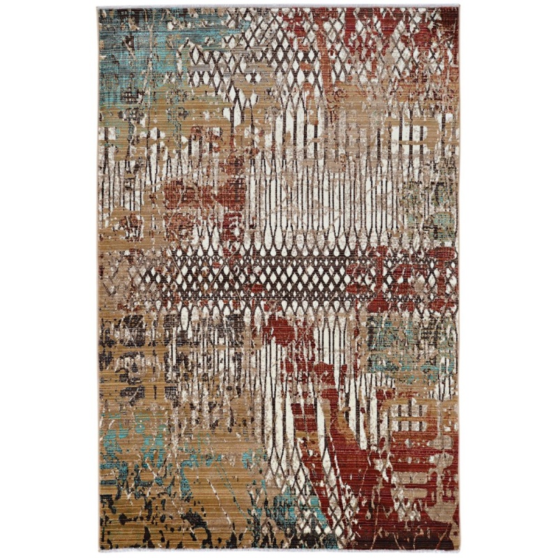 Illusions Fence Beige & Burgundy 5X8 Rug