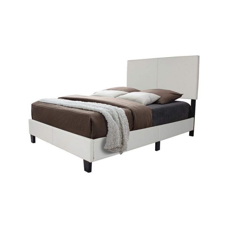 Better Home Products Nora Faux Leather Upholstered Queen Panel Bed In White