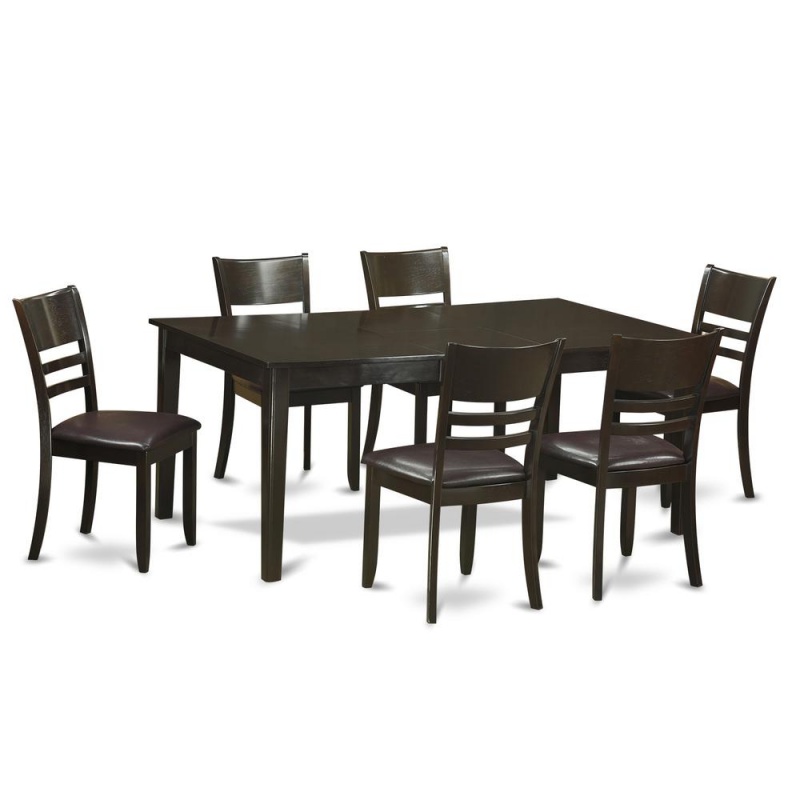 7 Pc Formal Dining Room Set-Kitchen Table With Leaf And 6 Dining Chairs