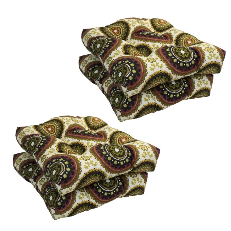16-Inch Spun Polyester Outdoor Square Tufted Chair Cushion