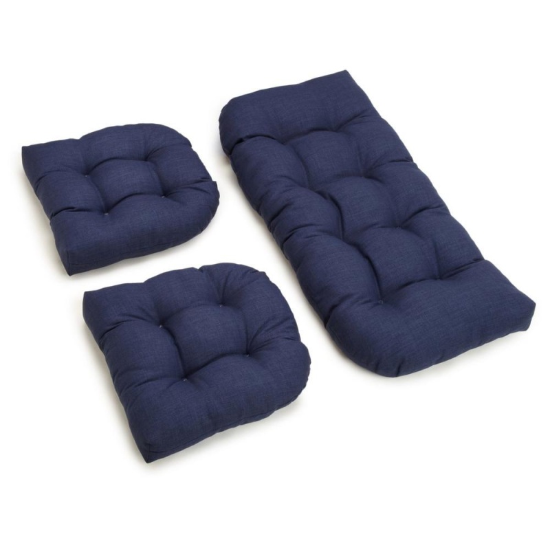 U-Shaped Spun Polyester Tufted Settee Cushion Set (Set Of 3)