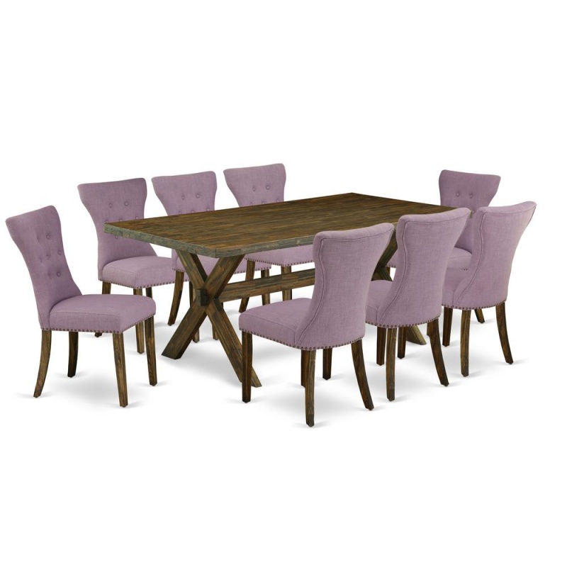 9-Piece Kitchen Set - 8 Parson Chair And A Dining Room Table Solid Wood Frame