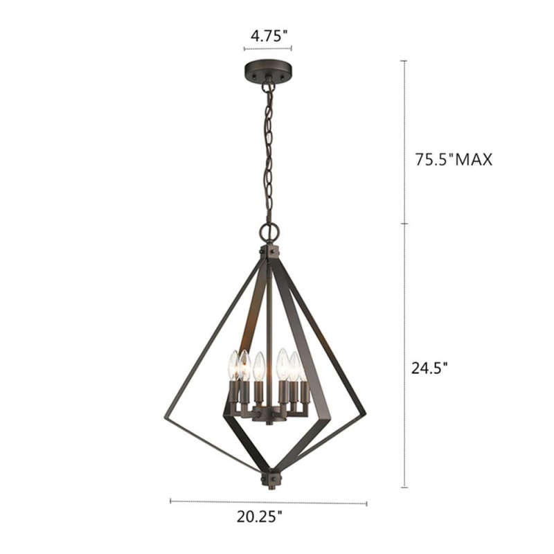 Hudson Transitional 6 Light Rubbed Bronze Ceiling Pendant 20" Wide