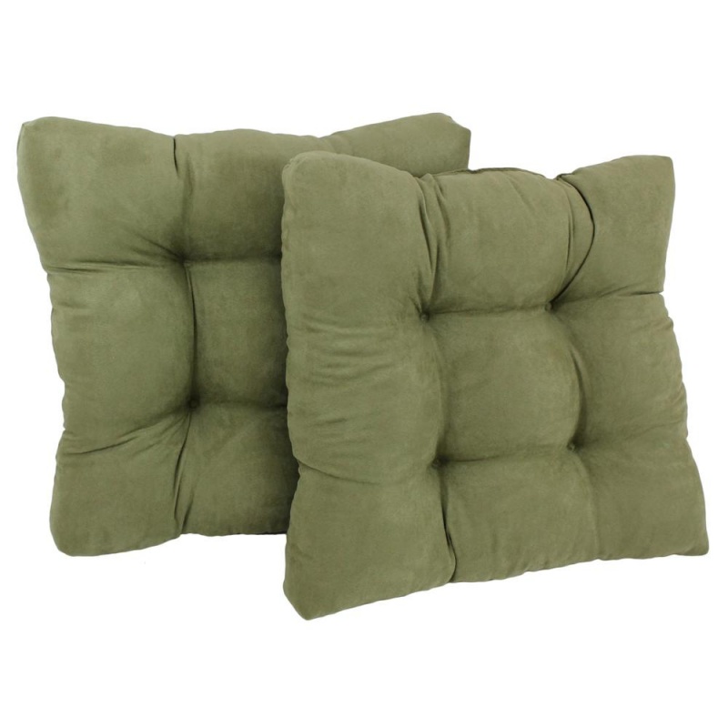 19-Inch Squared Microsuede Tufted Dining Chair Cushion (Set Of Two)